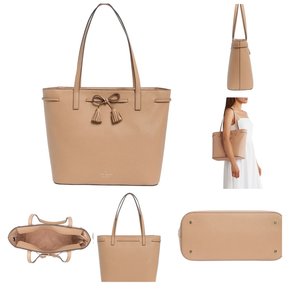 Kate Spade New York Light Fawn Hayes Medium Top Zip Tote with Tassels NWT